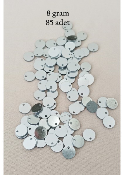 Oya Abiye Bileklik Kolye Pleksi Metalik Plastik Pul Gümüş Renk 8 Gram 85 Adet - BNC523