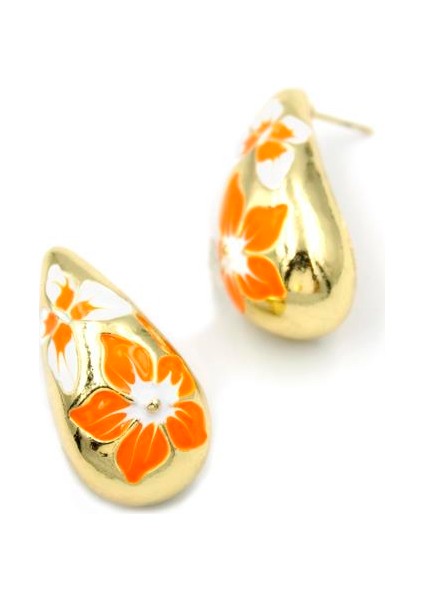 Çiçek Küpe - Turuncu