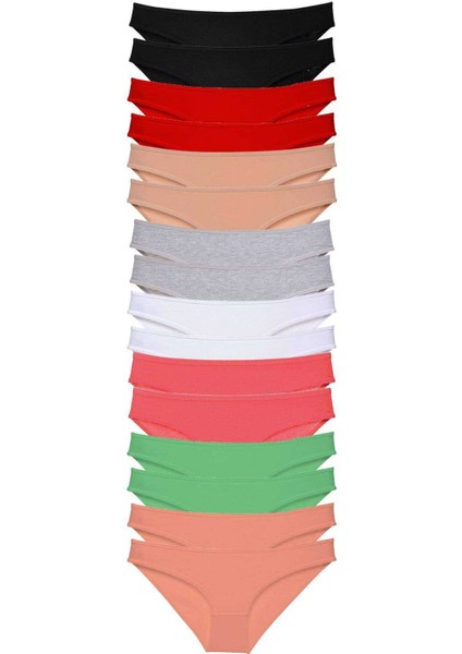 16 Adet Süper Eko Set Likralı Kadın Slip Külot 8 Renkli