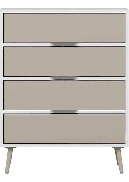 Elina Ayaklı 4 Çekmeceli Şifonyer - Beyaz/kumtaşı indirimleri