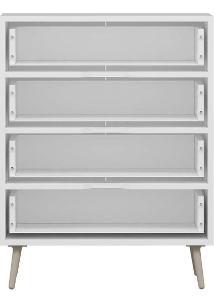 Elina Ayaklı 4 Çekmeceli Şifonyer - Beyaz/kumtaşı