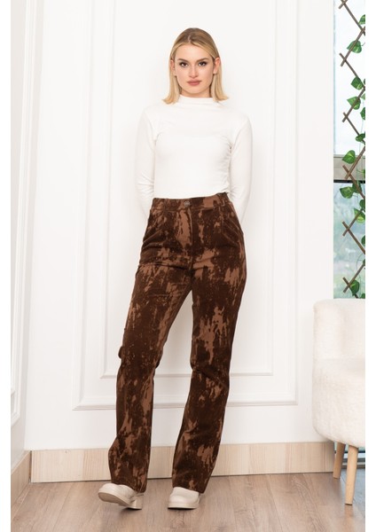 Düz Paça Kadife Dokulu Gabardin Cepli Pantolon 30312