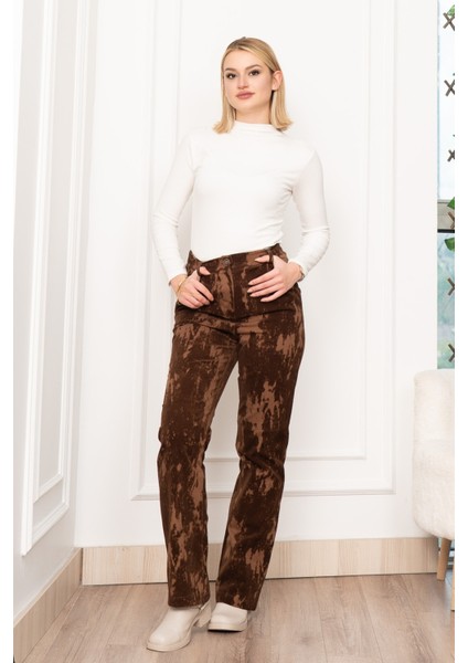 Düz Paça Kadife Dokulu Gabardin Cepli Pantolon 30312 modelleri