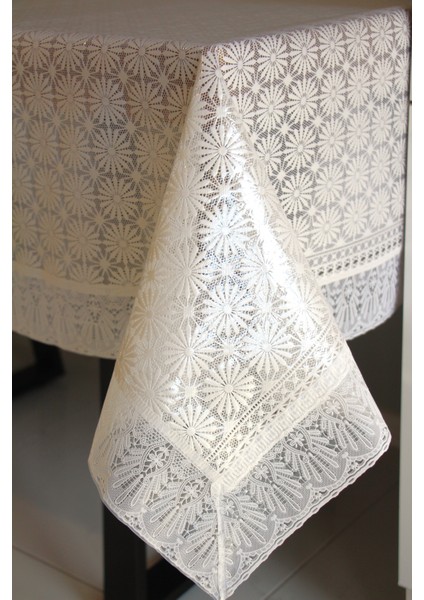 120X150 cm Dantel Kenar Pvc Muşamba Masa Örtüsü