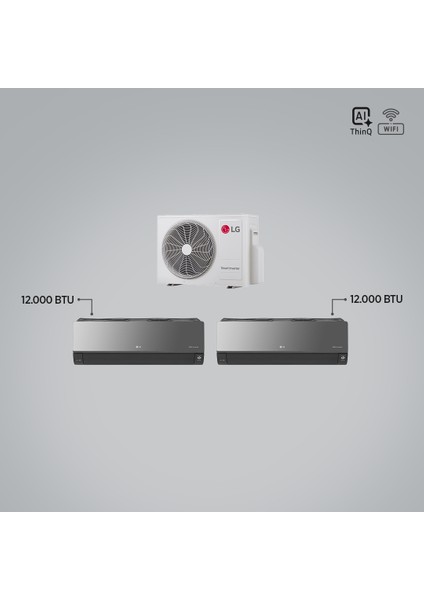 1+2 Multi Sistem / 12+12 Iç Üniteler = 1 Adet Dış Ünite Al Thinq Wi-Fi Kontrolü