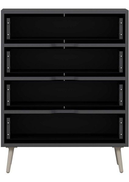 Elina Ayaklı 4 Çekmeceli Şifonyer - Antrasit/kumtaşı