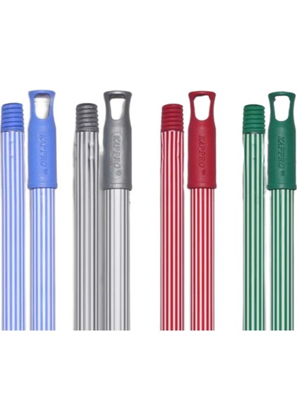 Kaplamalı Alüminyum Metal Vidalı Çizgili Renkli Fırça Faraş Süpürge Çeksil Sap Sapı - 120 Cm. - 3 Adet modelleri