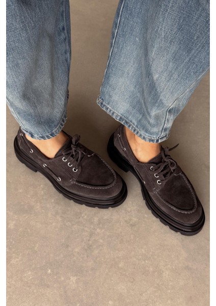 Marsilya Antrasit Hakiki Deri Loafer