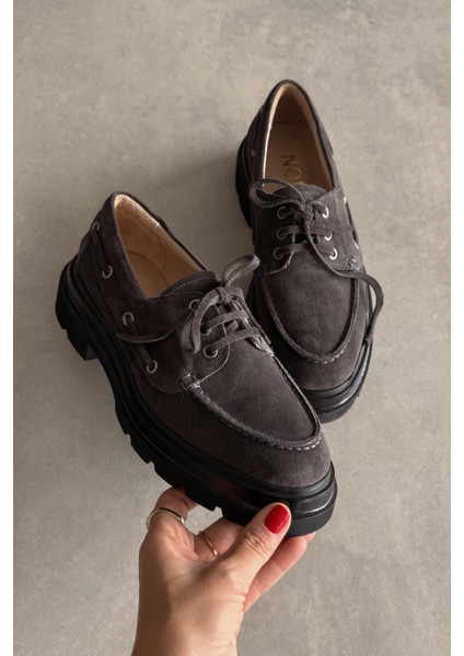 Marsilya Antrasit Hakiki Deri Loafer