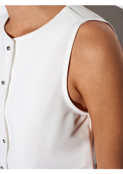 50528 Pens Detaylı Yelek-Beyaz fırsatları