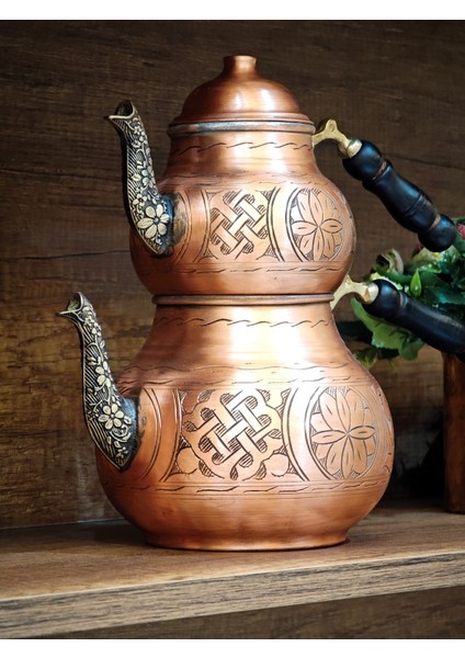 Çaydanlık Takımı Bakır Ağır İşlemeli