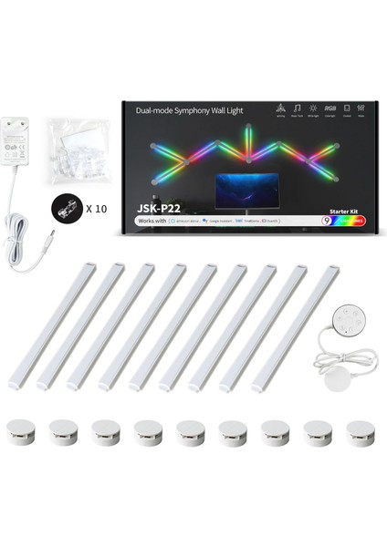 Wifi Duvar Lambaları, 9 Adet, Müzik Senkronizasyonu, Çok Renkli, 40'tan Fazla Dinamik Sahne, Kendin Yap Aydınlatma, Alexa ve Google Assistant, Dueros, Tmallgenie ile Çalışır, LED Işık Çubuğu fiyatları