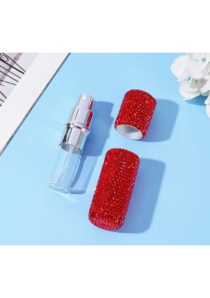 Parıldayan Elmas Işlemeli Mini Doldurulabilir Parfüm Şişesi 10 ml (Kırmızı) indirimleri