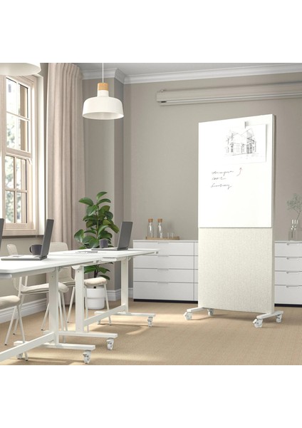 Mıttzon Panolu Akustik Yazı Tahtası Gunnared Bej Beyaz 85 x 205 cm