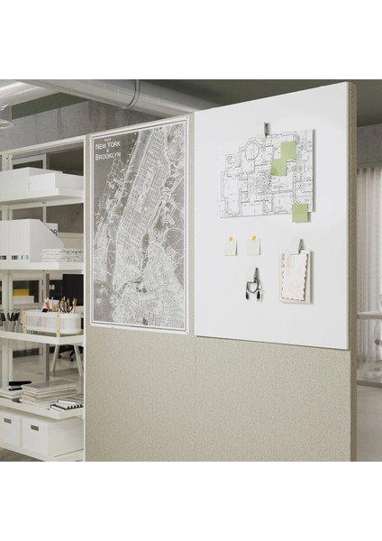 Mıttzon Panolu Akustik Yazı Tahtası Gunnared Bej Beyaz 85 x 205 cm