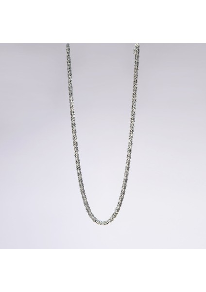 160 Mikron Oksitli Kare Kral Gümüş Zincir