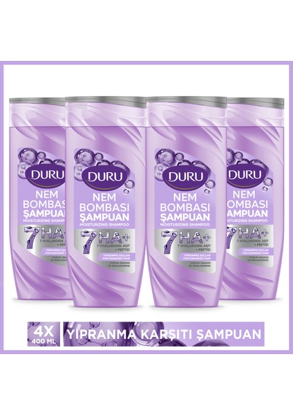 Nem Bombası Yıpranmış Saçlar Için Yoğun Onarıcı ve Nemlendirici Şampuan 4X400 ml