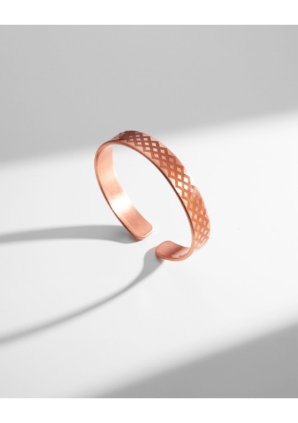 Üçgen Geometri Motifli Bakır Bilezik (Zeolit Taşı)