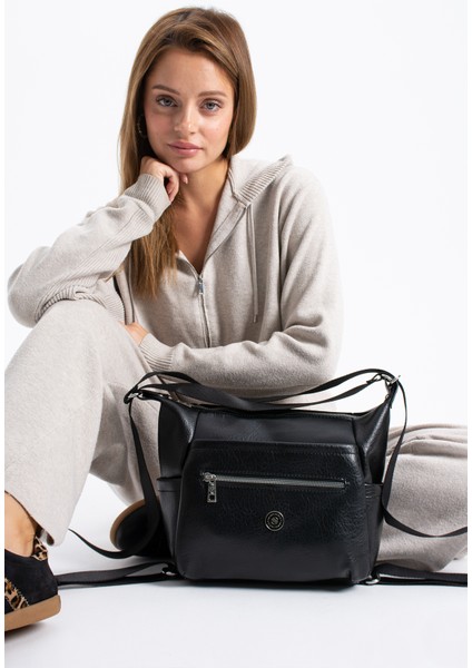 Kadın 4 Bölmeli Suni Yumuşak Deri Omuz ve Sırt Çantası modelleri