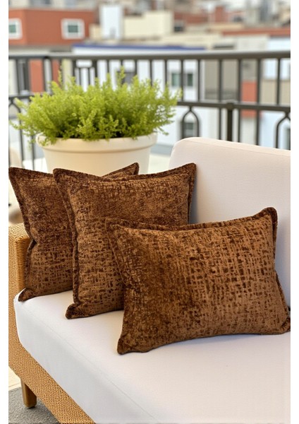 SAFARI-06 Ithal Kadife Dekoratif 3'lü Kırlent Kılıfı Seti – Yumuşak Dokulu Dekoratif Yastık ve Ev Aksesuarı