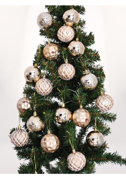 Yılbaşı Ağacı Süsleme Topları Seti 24 Adet Altın Rengi