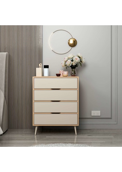Elina Ayaklı 4 Çekmeceli Şifonyer - Dore/kumtaşı fiyatları
