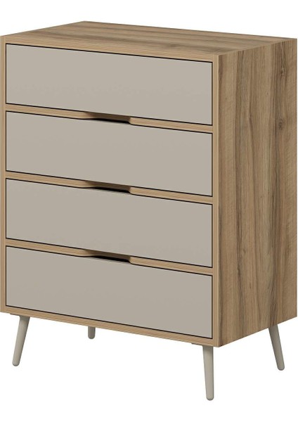 Elina Ayaklı 4 Çekmeceli Şifonyer - Dore/kumtaşı