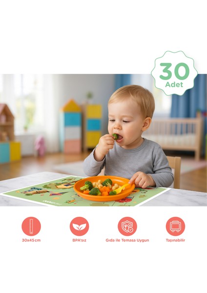 Bebekler Için Tek Kullanımlık Beslenme Örtüsü - 30’lu Paket (30X45 Cm) - Kullan At Placemat