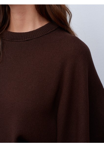 10835 Bisiklet Yaka Yarasa Kol Kazak-Kahve fırsatları