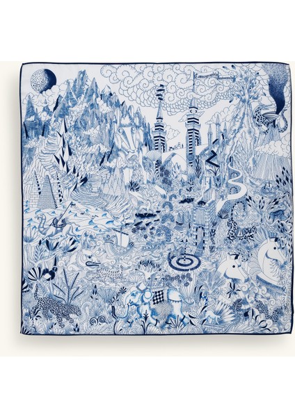 Mix Desenli Lacivert Fular