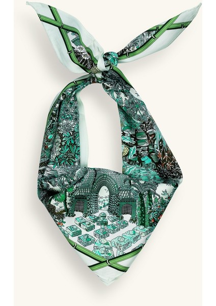 Orman Desenli Üçgen Nil Yeşili Fular modelleri