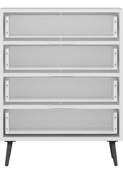 Elina Ayaklı 4 Çekmeceli Şifonyer - Beyaz/antrasit