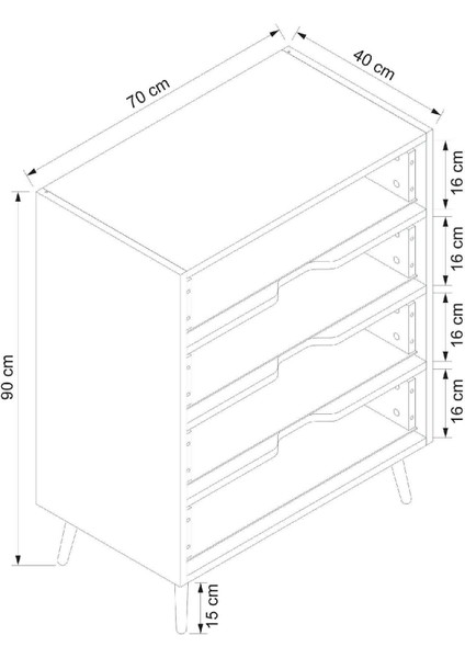 Elina Ayaklı 4 Çekmeceli Şifonyer - Beyaz/antrasit