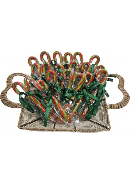 Yılbaşı Baston Şeker 10 Adet Yeşil Kırmızı Hediyelik