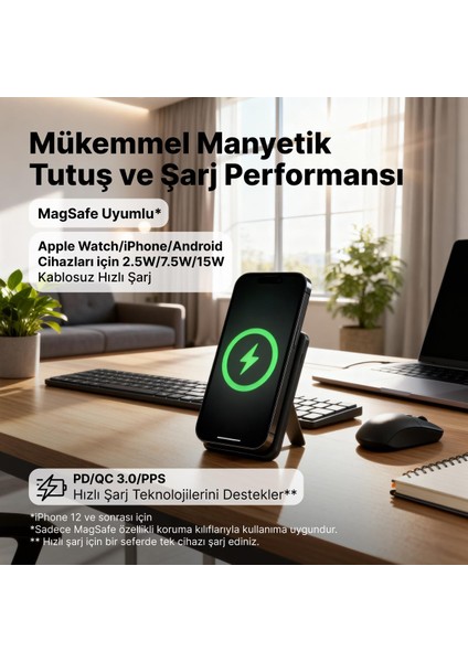 Recharger M 5.000MAH Magsafe Uyumlu Pd 20W Stantlı Kablosuz Taşınabilir Hızlı Şarj Aleti 2BB239 modelleri