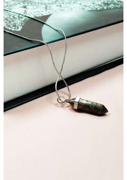 Unakit Doğal Taşı Zincirli El Yapımı Tasarımlı Kolye Uç: 3,5 cm Zincir: 20 cm Kutulu modelleri