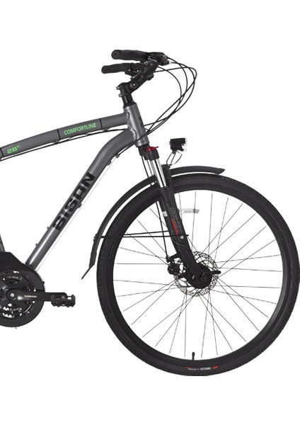 Comfortline Şehir Bisikleti 52.5 cm Mekanik Disk Fren 28 Jant 21 Vites Metalik Gri Yeşil fiyatları