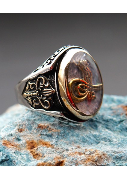 925 Ayar Gümüş Erkek Tuğralı Yüzük SY00087