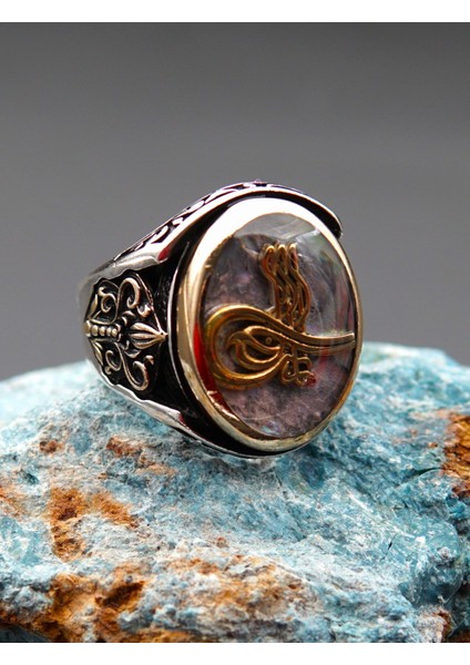 925 Ayar Gümüş Erkek Tuğralı Yüzük SY00087 fiyatları