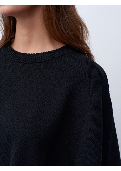 10835 Bisiklet Yaka Yarasa Kol Kazak-Siyah fırsatları