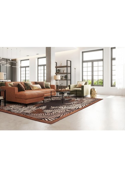 Agkhome Agkhome Elsa El Dokuma Palmiye Siyah Püskül Yün Halı 185X230 cm