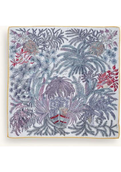 Palmiye Desenli Sarı Fular