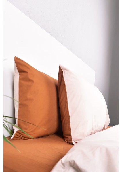 Çift Taraflı Çift Kişilik Nevresim Takımı Krem Taba %100 Pamuk modelleri