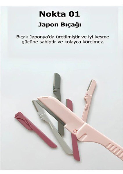 Kaş Yüz Usturası Koyu Pembe Renk Kaş Alma ve Düzenleyici Tek Çift Katlama ve Düz Jilet 3'lü Set fiyatları