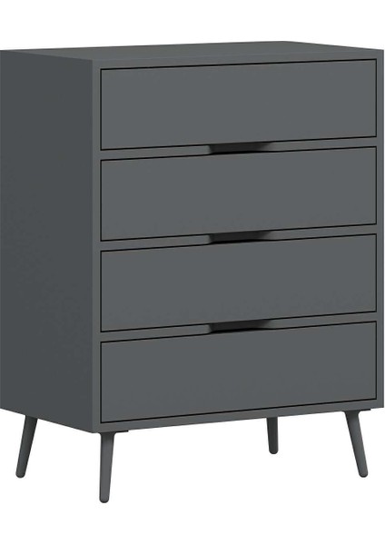 Elina Ayaklı 4 Çekmeceli Şifonyer - Antrasit/antrasit fırsatları
