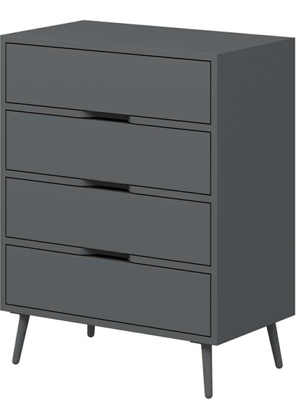 Elina Ayaklı 4 Çekmeceli Şifonyer - Antrasit/antrasit