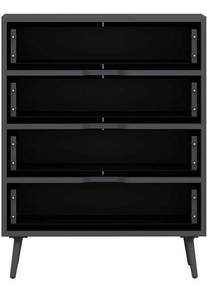 Elina Ayaklı 4 Çekmeceli Şifonyer - Antrasit/antrasit