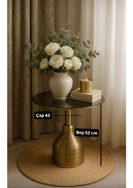 Aynalı Ros Gold Eskitme Sehpa