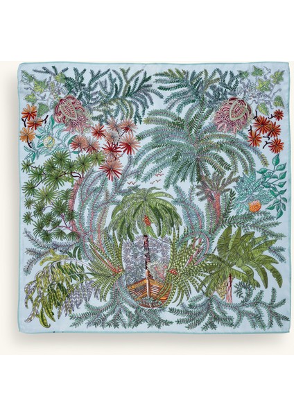 Palmiye Desenli Nil Yeşili Fular