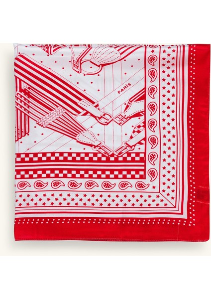 Geometrik Desenli Kırmızı Fular fiyatları